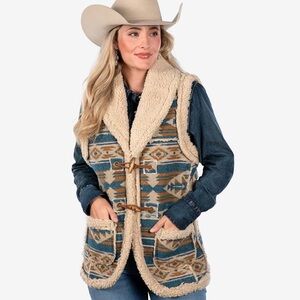 Cotton & Rye Aztec Sherpa Bronco Vest Western Rodeo Country Woman Size M NWT